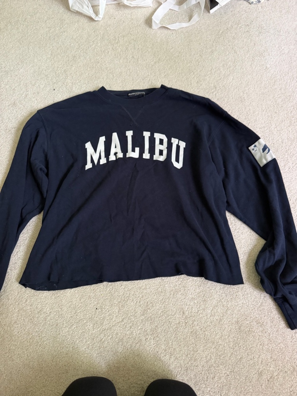 Brandy Melville Navy Blue 'Malibu' Long Sleeve Tee